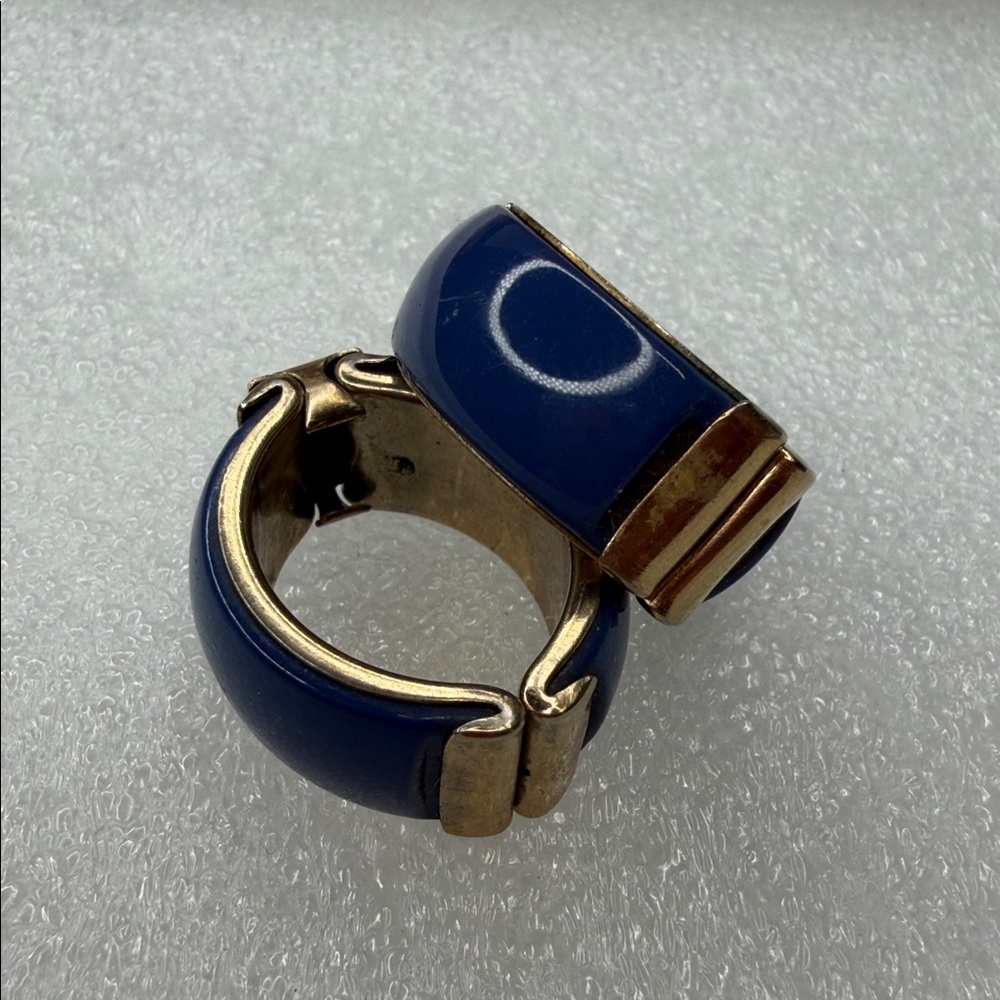 Vintage Gold and Blue Tone Clip Hoop Earrings